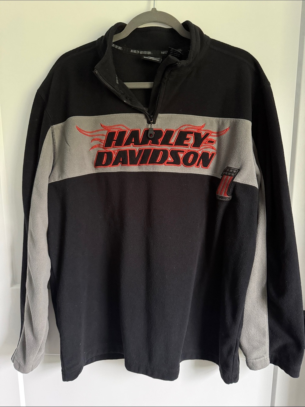Harley-Davidson Black, Gray & Orange Quarter-Zip Pullover Fleece